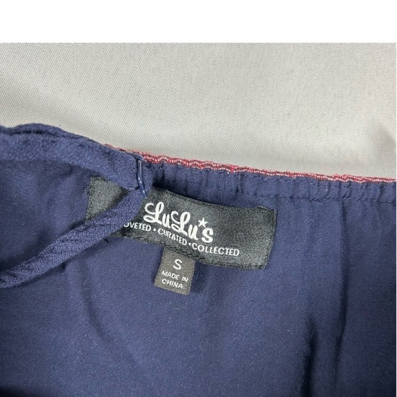 Lulus Playa Ciudad Navy Blue Print Maxi Dress Embroidered size S - Picture 2 of 5